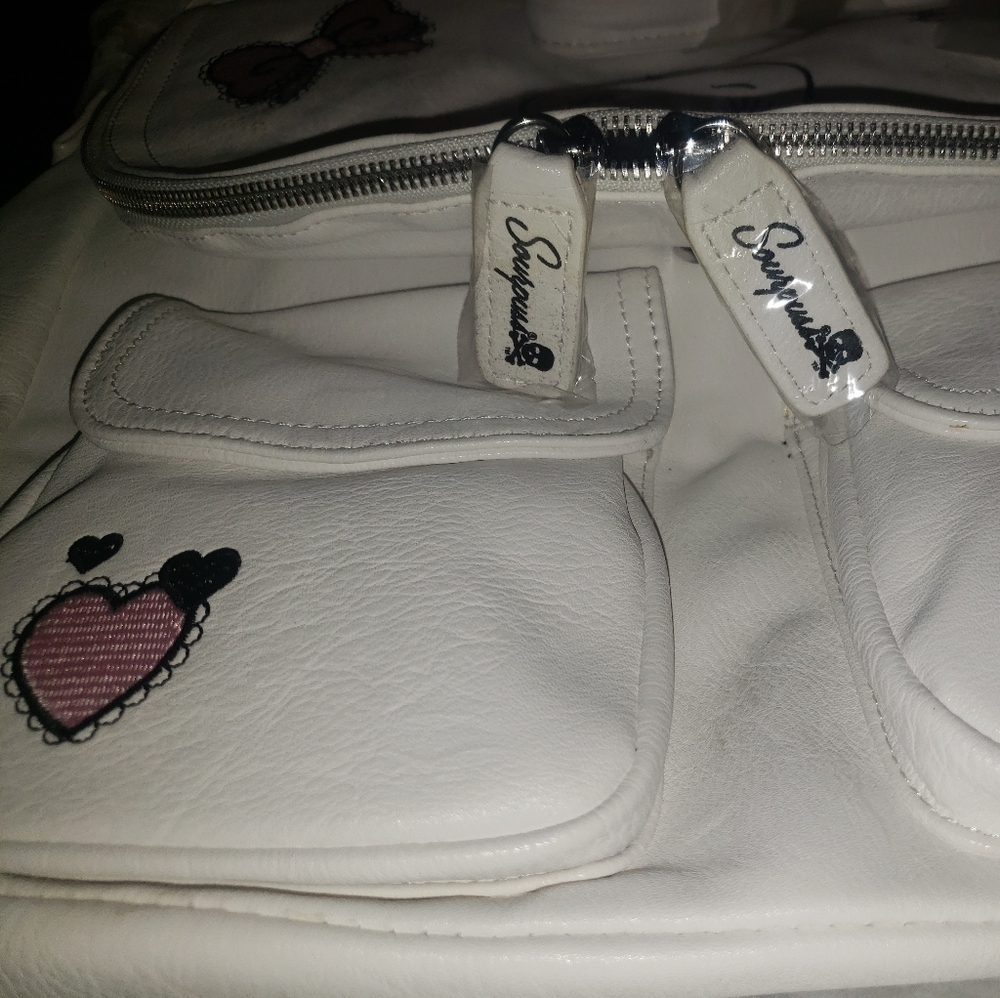 Sourpuss Nomad 1920's Kewpie Doll Baby Pink Bows Hearts Purse Vegan Leather Bag - Picture 13 of 15